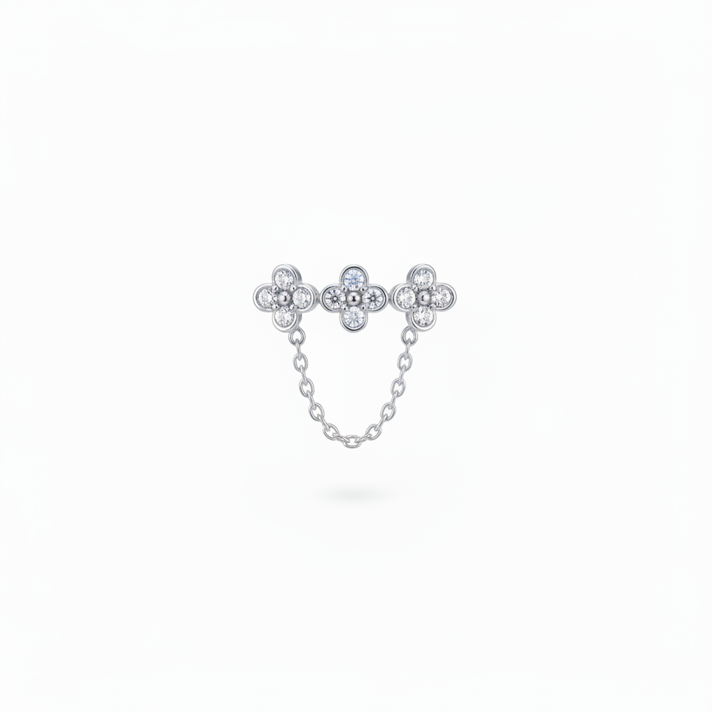 3 fiorellini argento pavé – singolo