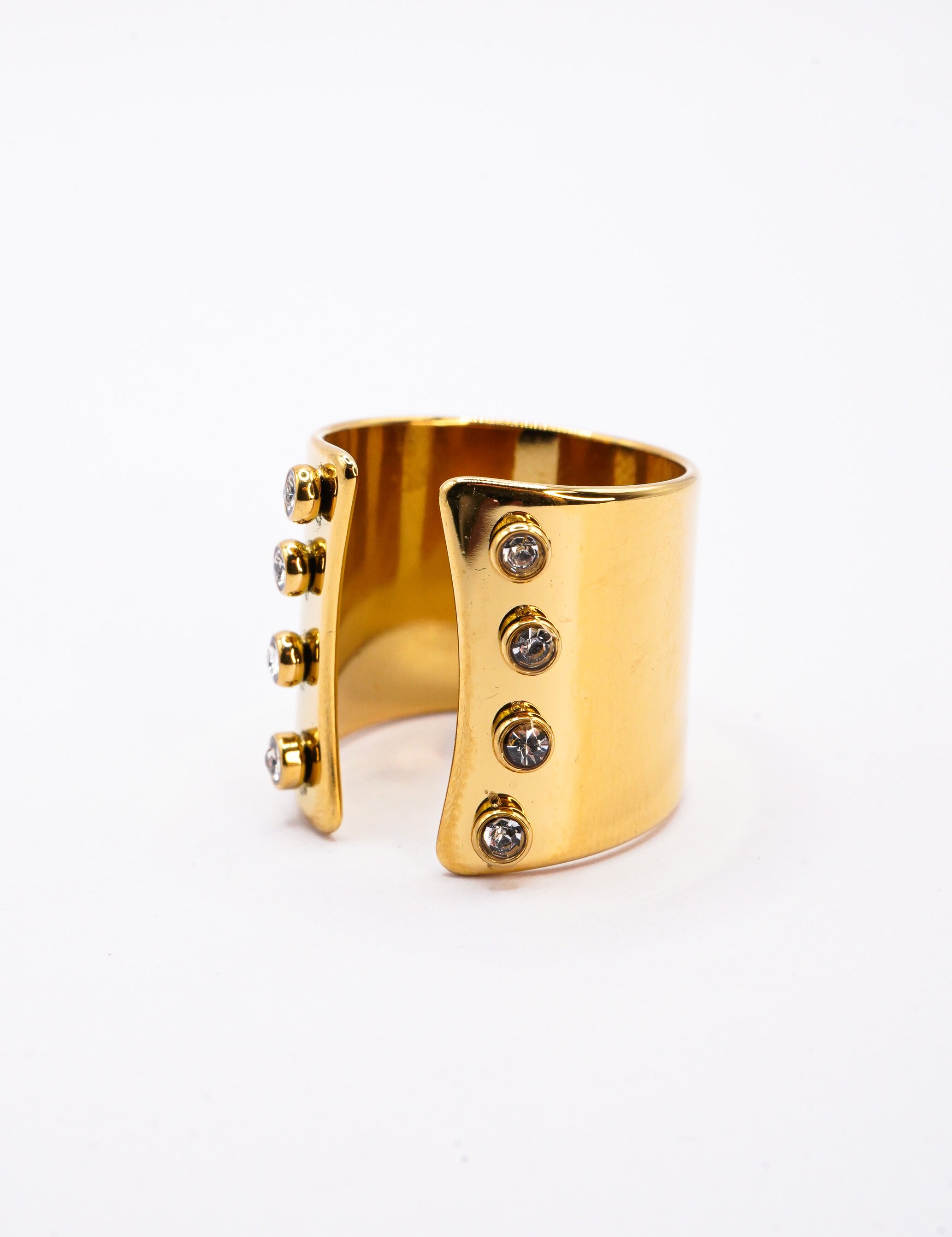 Anello Donna Moda Chic Oro - Elastico A Due Strati In Titanio E Acciaio Inox - Taglia 6-9 - Foto 3