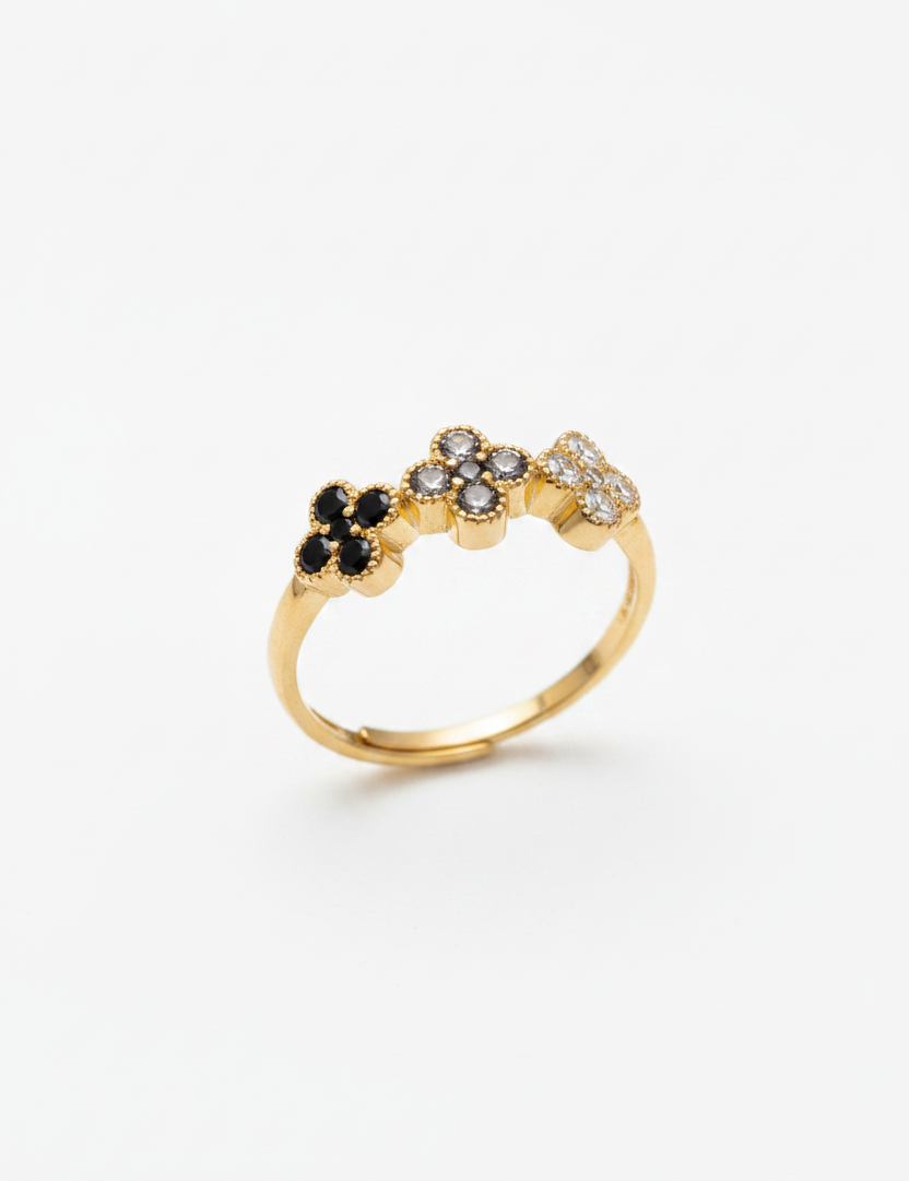 Anello 3 Quadrifogli Degradé - Verticale