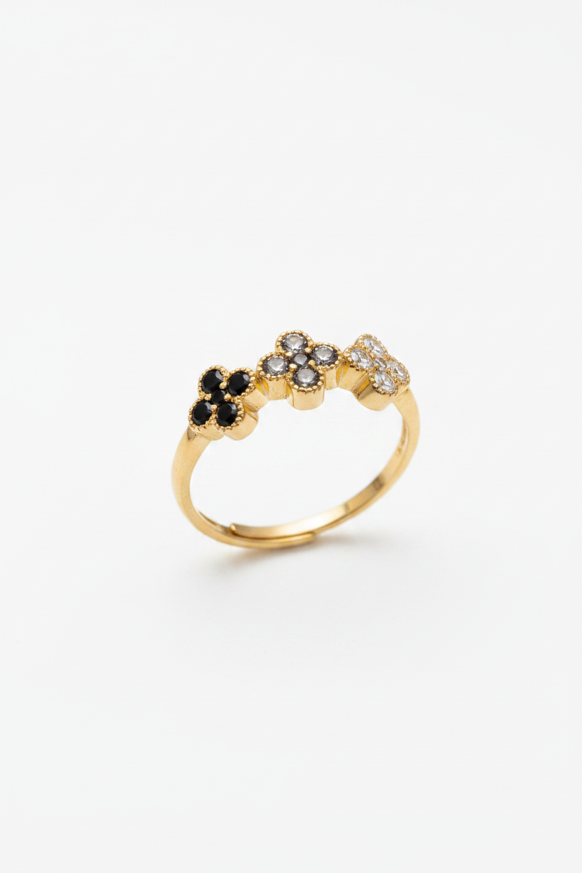 Anello 3 Quadrifogli Degradé - Verticale