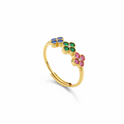 Anello 3 Quadrifogli Rosa/Verde/Blu - Quadrato