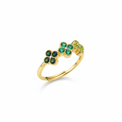Anello 3 Quadrifogli Verdi - Quadrato