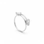Anello aperto gemme a goccia - argento