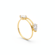 Anello aperto gemme a goccia - oro