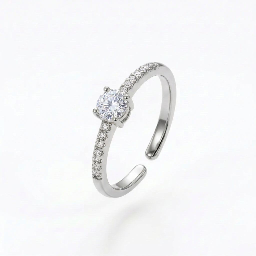 Anello argento con pietra centrale più piccola