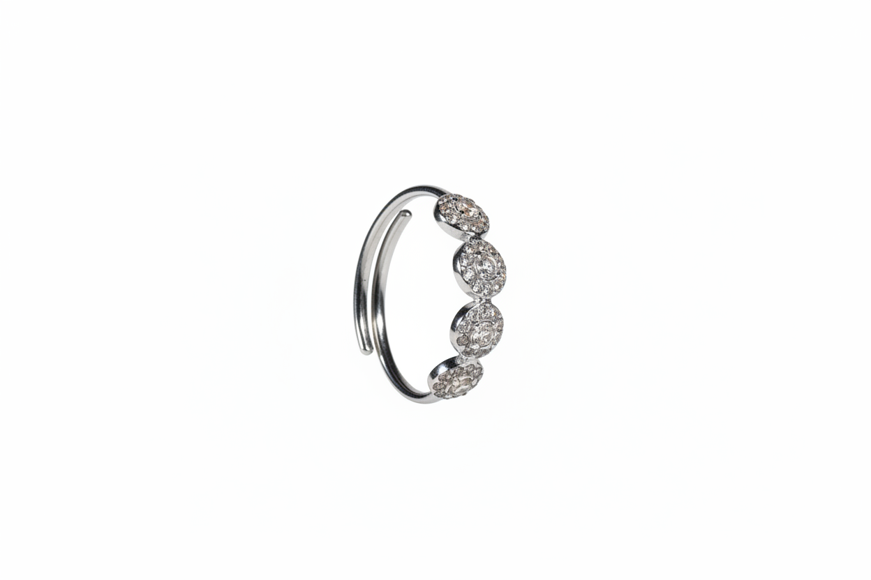 Anello argento fluttuante - vista laterale