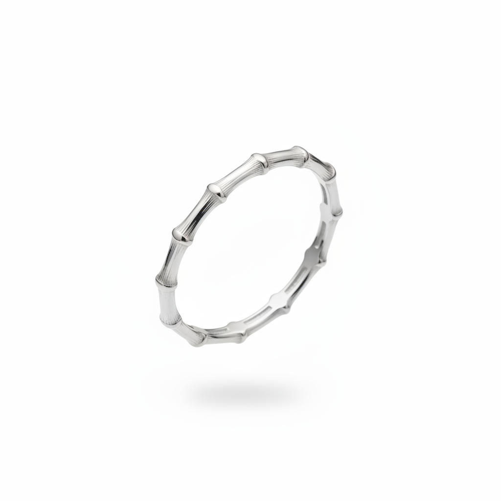 Anello bambù argento - vista frontale