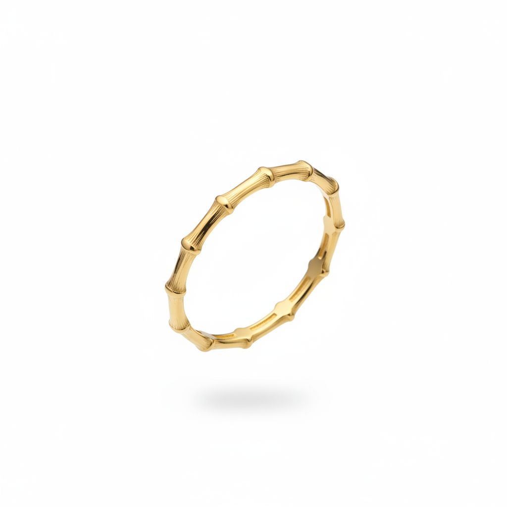 Anello bambù oro - vista frontale