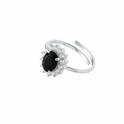 Anello cluster argento - pietra nera