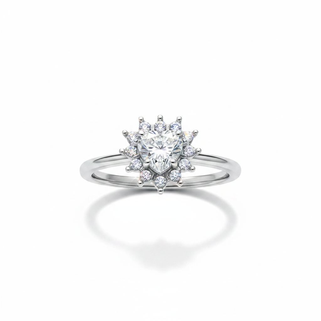 Anello cuore argento - vista frontale
