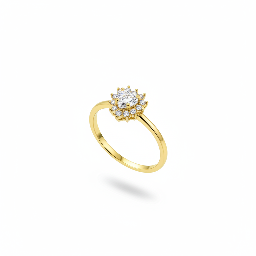 Anello cuore oro - angolazione 45°