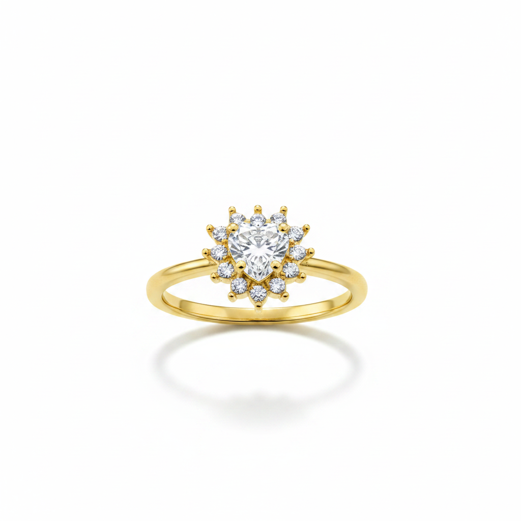 Anello cuore oro - vista frontale