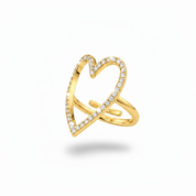 Anello cuore pavé oro - vista 45°