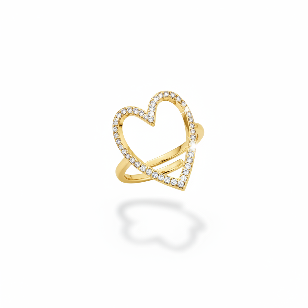 Anello cuore pavé oro - vista dall'alto