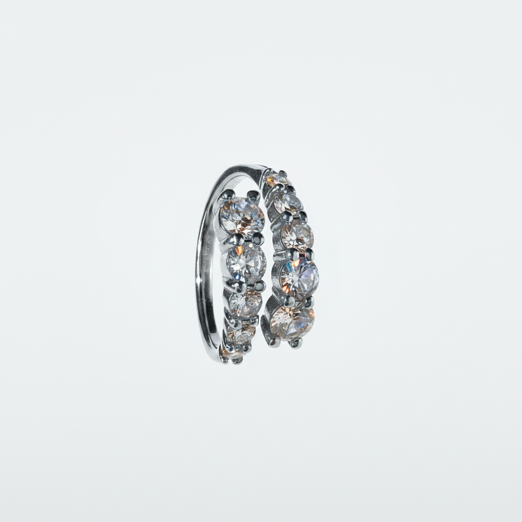 Anello doppia fascia argento - vista frontale