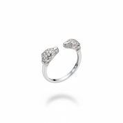 Anello doppia pantera argento - angolazione 45°