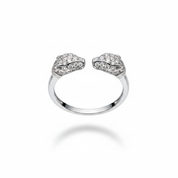 Anello doppia pantera argento - vista dall'alto