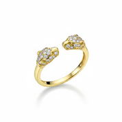 Anello doppia pantera oro - vista frontale