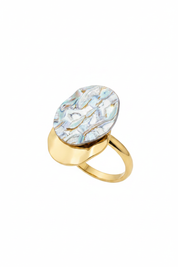 Anello doppio disco madreperla - tre quarti