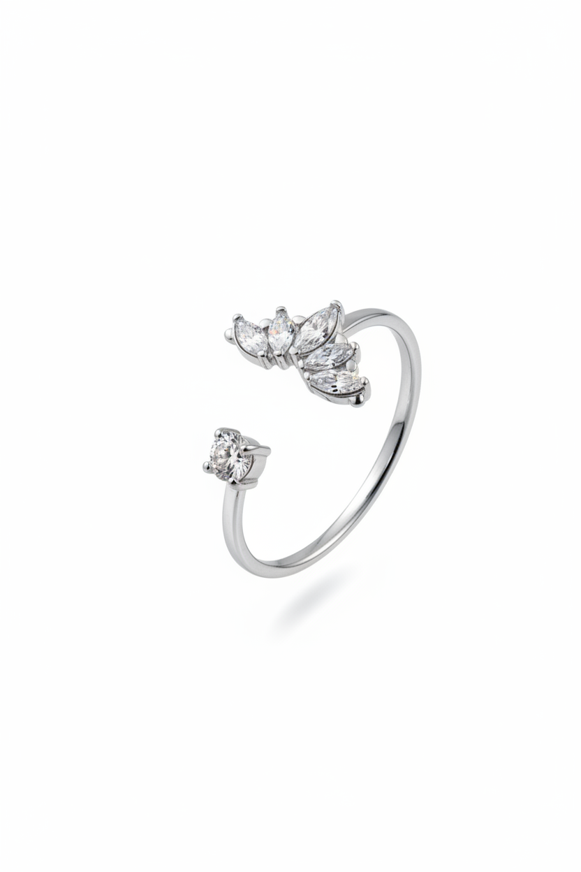 Anello farfalla argento - vista 45°