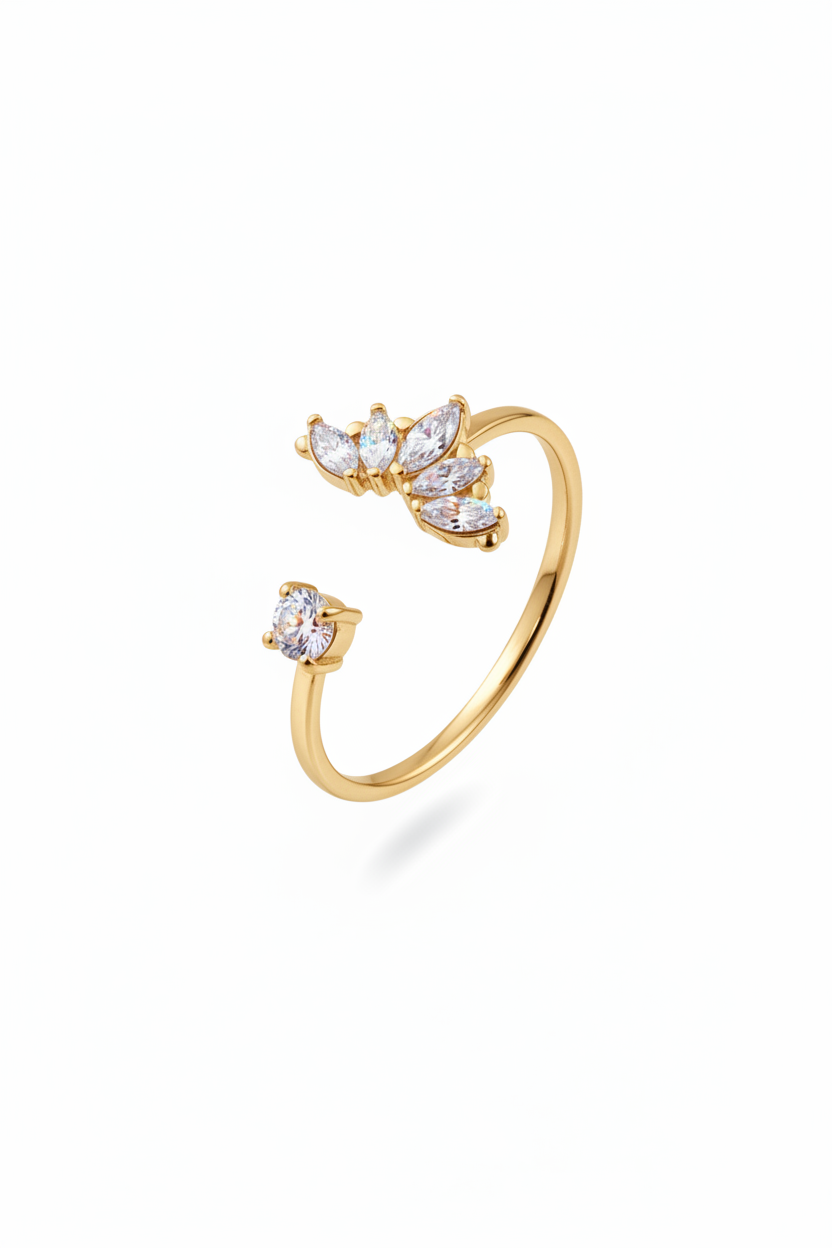 Anello farfalla oro - vista 45°