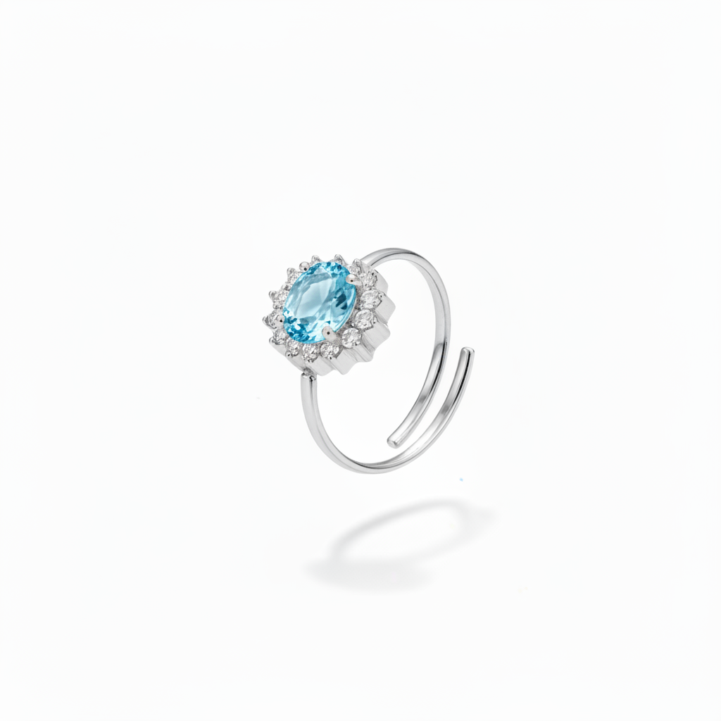 Anello fascia aperta pietra azzurra