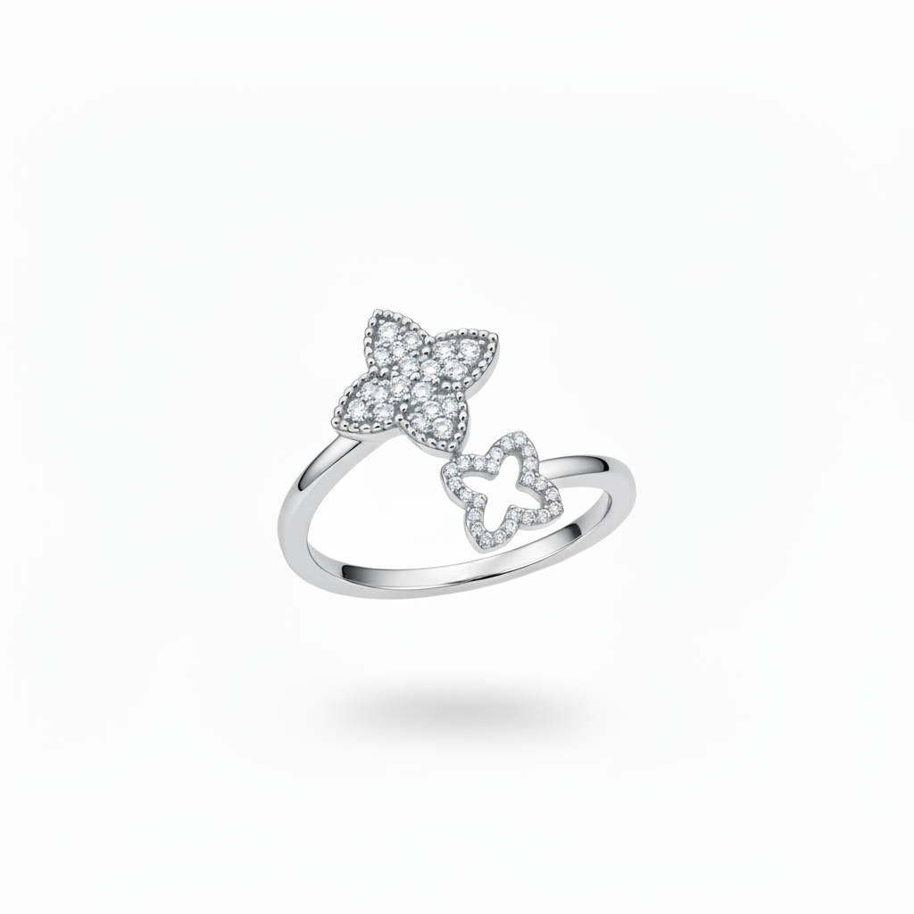 Anello fiore argento