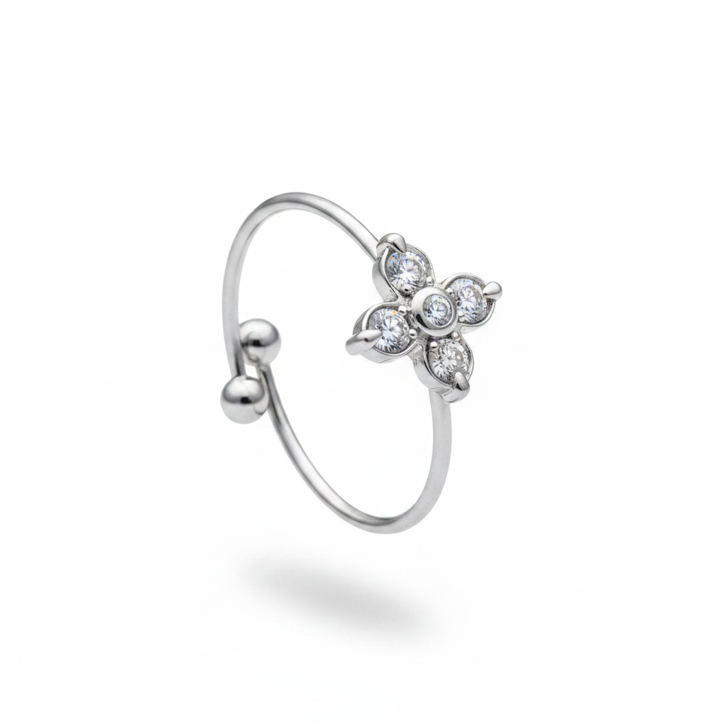 Anello fiore spinner - argento