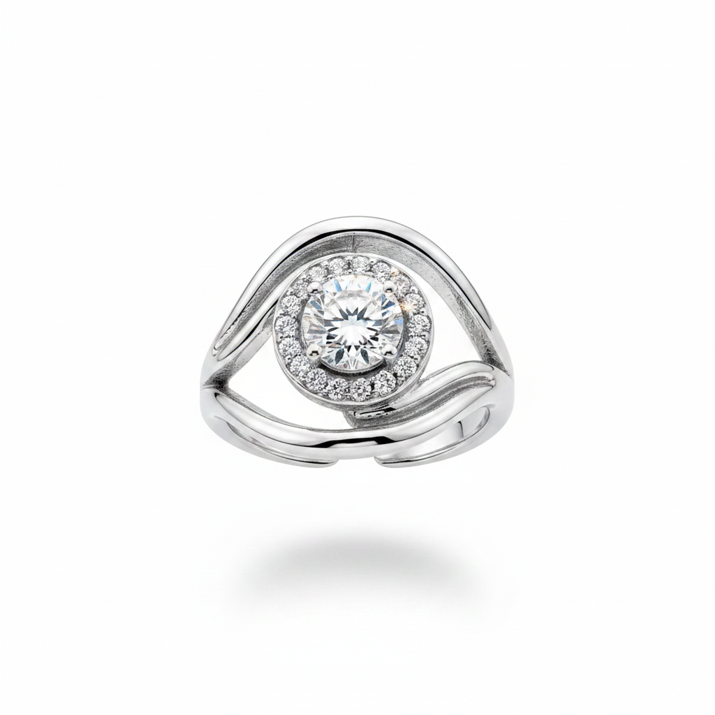 Anello halo argento - vista frontale