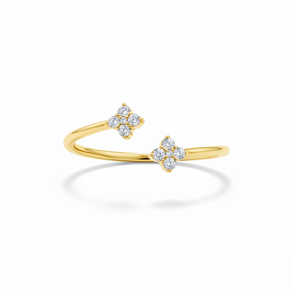 Anello oro croce cristalli bianchi