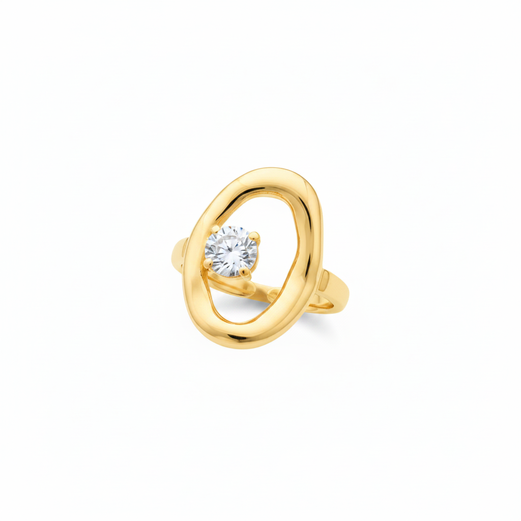 Anello ovale con diamante flottante - oro