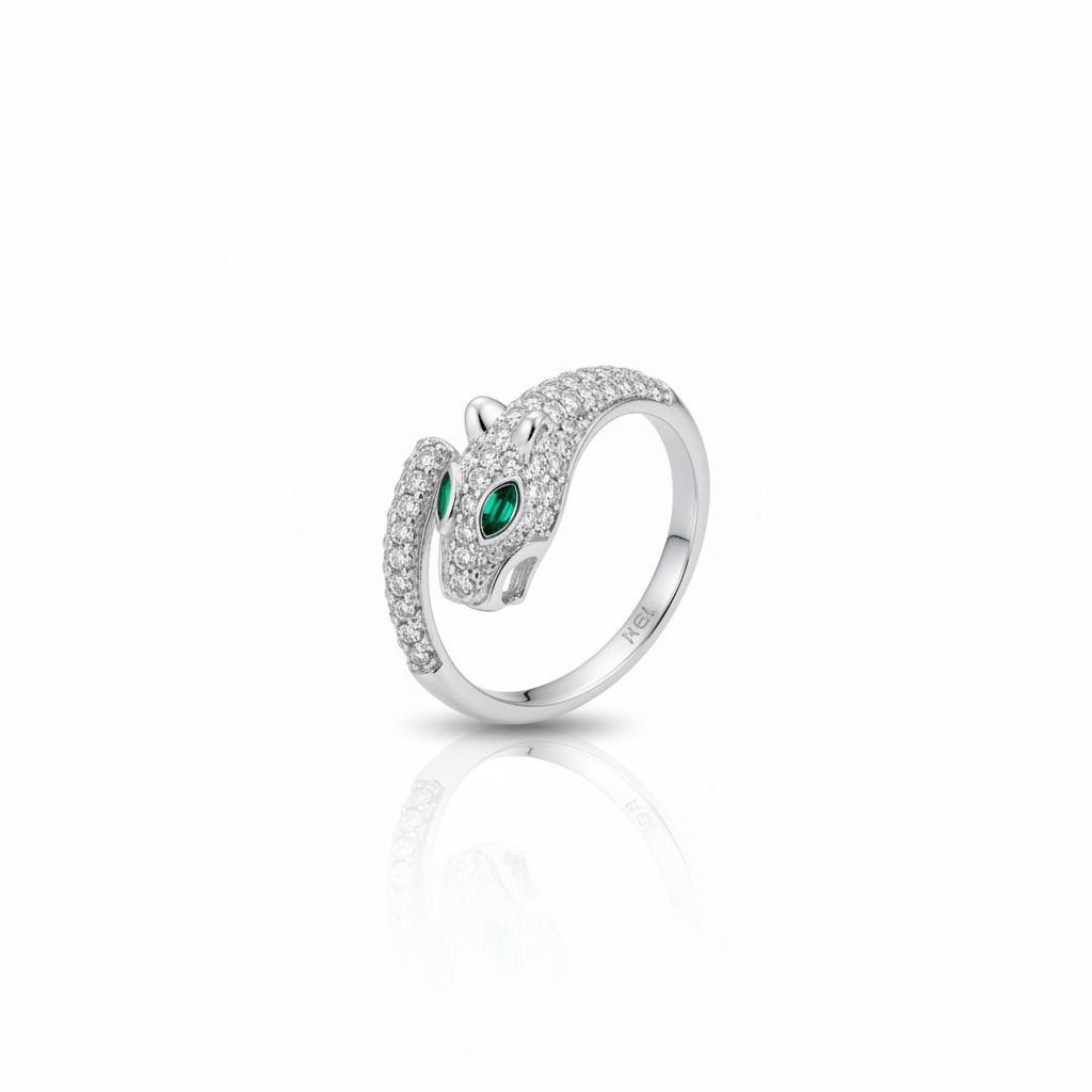 Anello pantera argento - profilo laterale