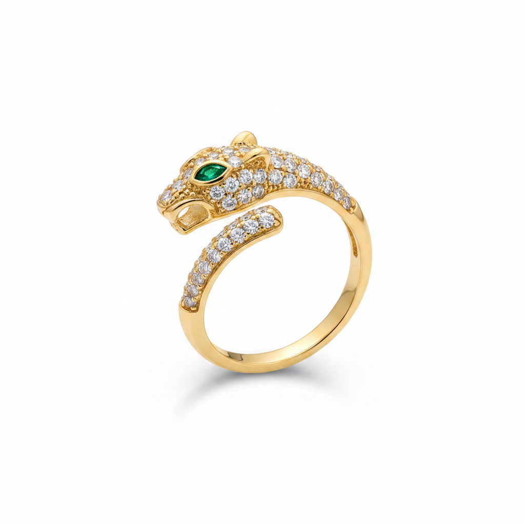 Anello pantera oro - profilo laterale