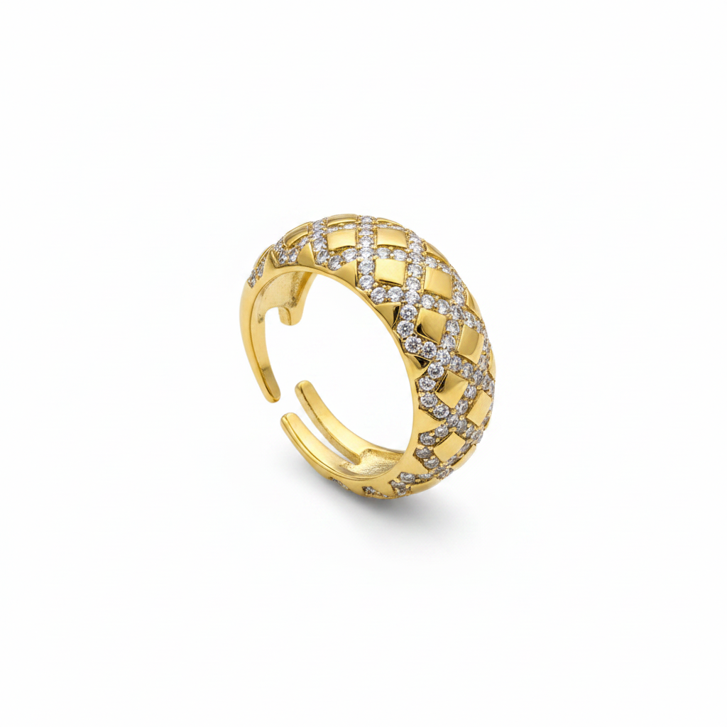 Anello Quilted Oro - Quadrato