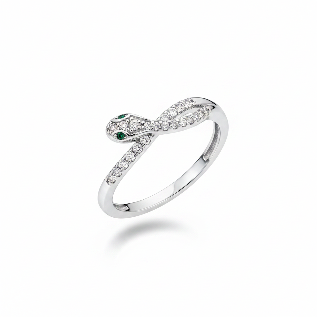 Anello serpente argento - angolazione 45°