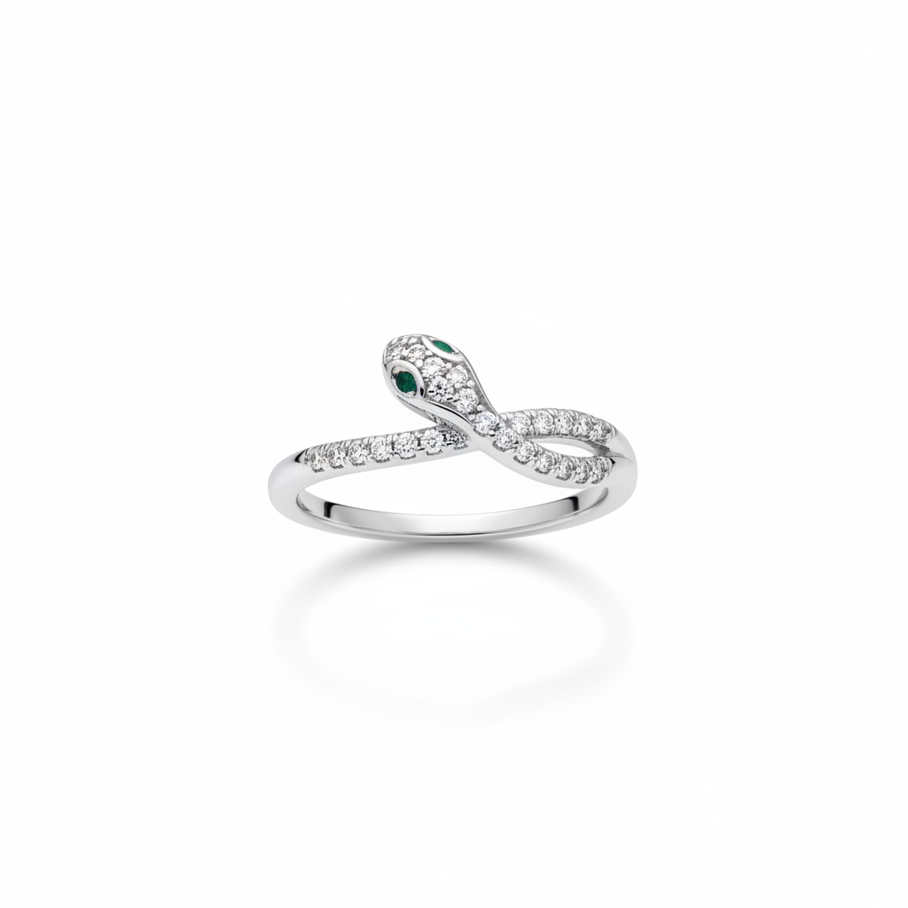 Anello serpente argento - vista frontale