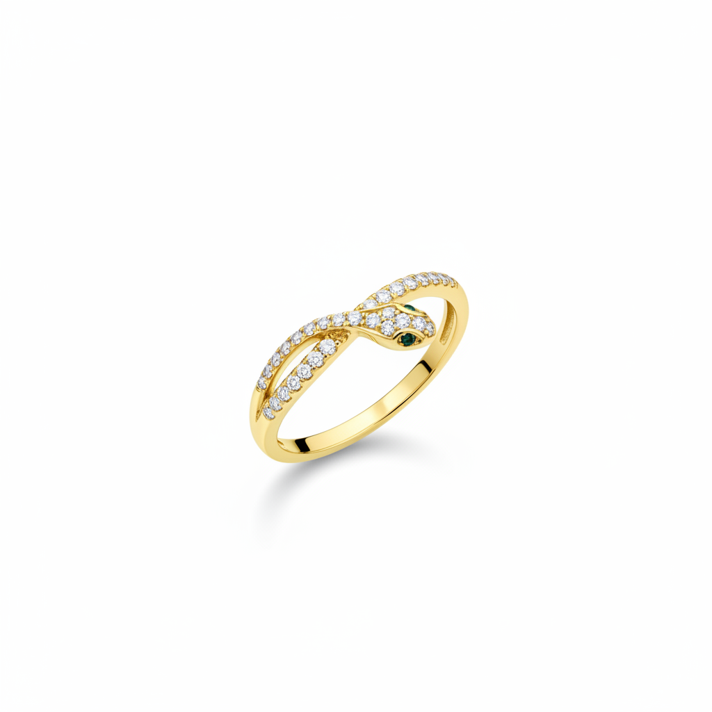Anello serpente oro - angolazione 45°