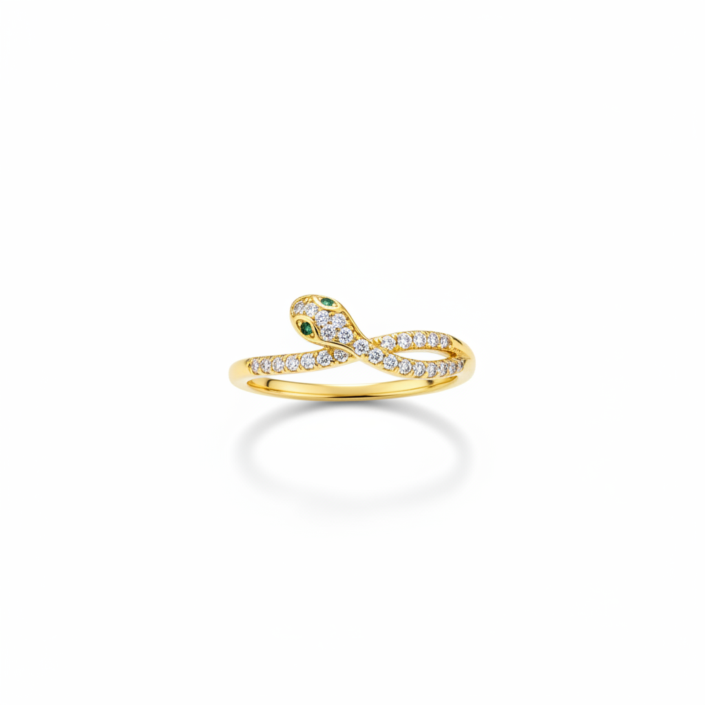 Anello serpente oro - vista frontale