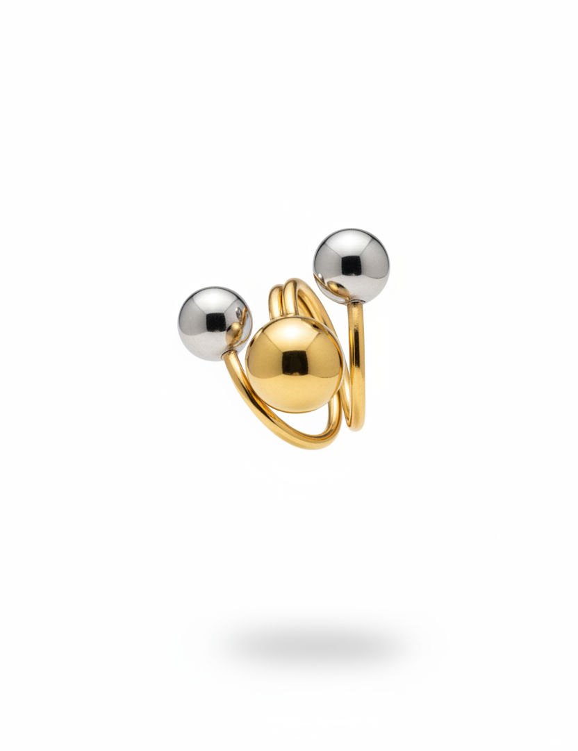 Anello sfere oro argento - floating