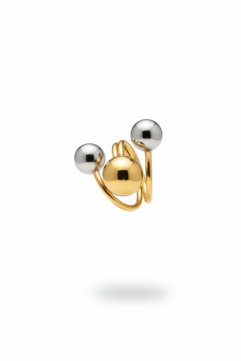 Anello sfere oro argento - floating