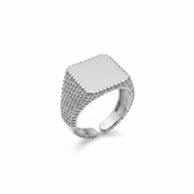 Anello Sigillo Granulato Argento - Quadrato
