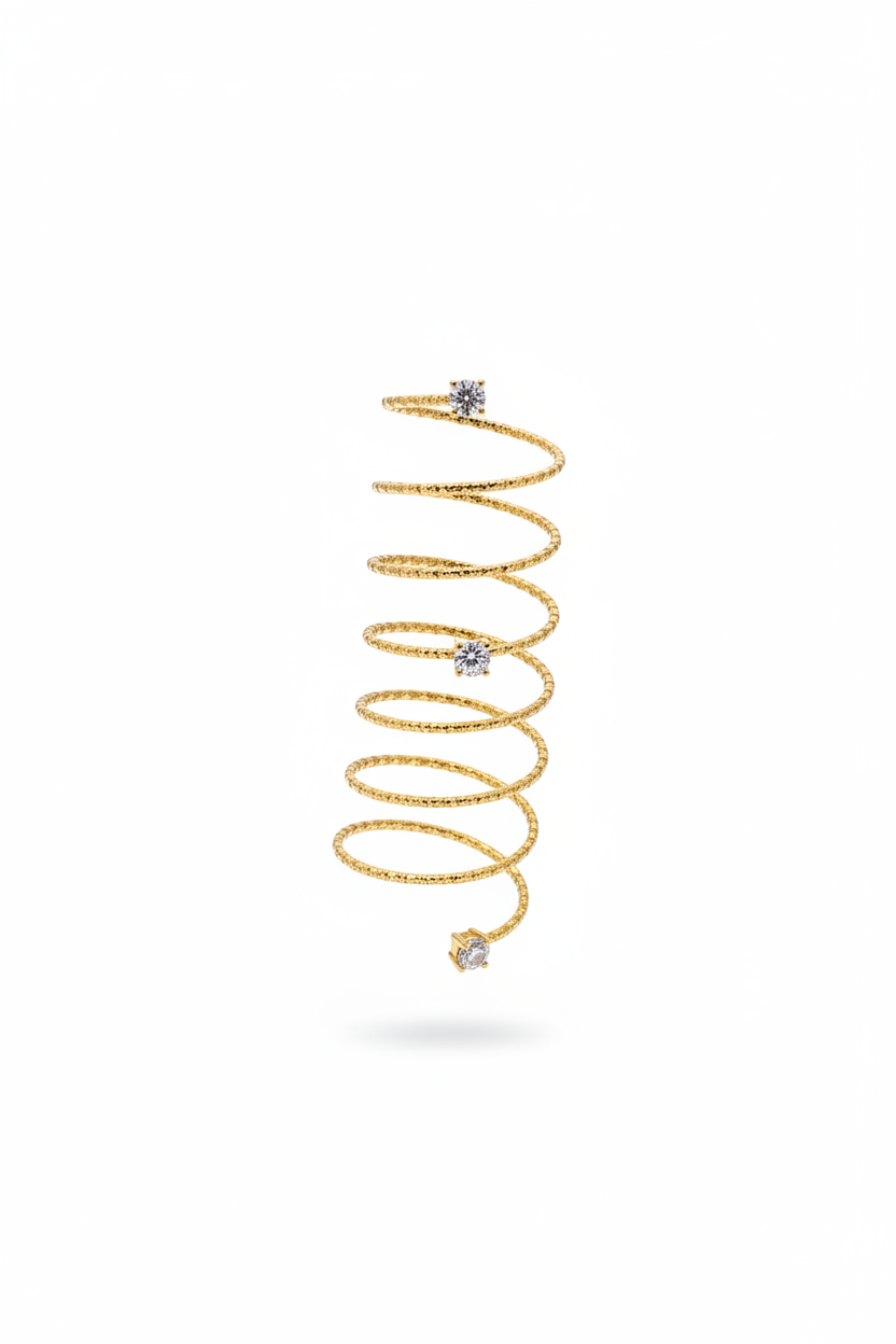 Anello spirale multi-giro con diamanti - oro