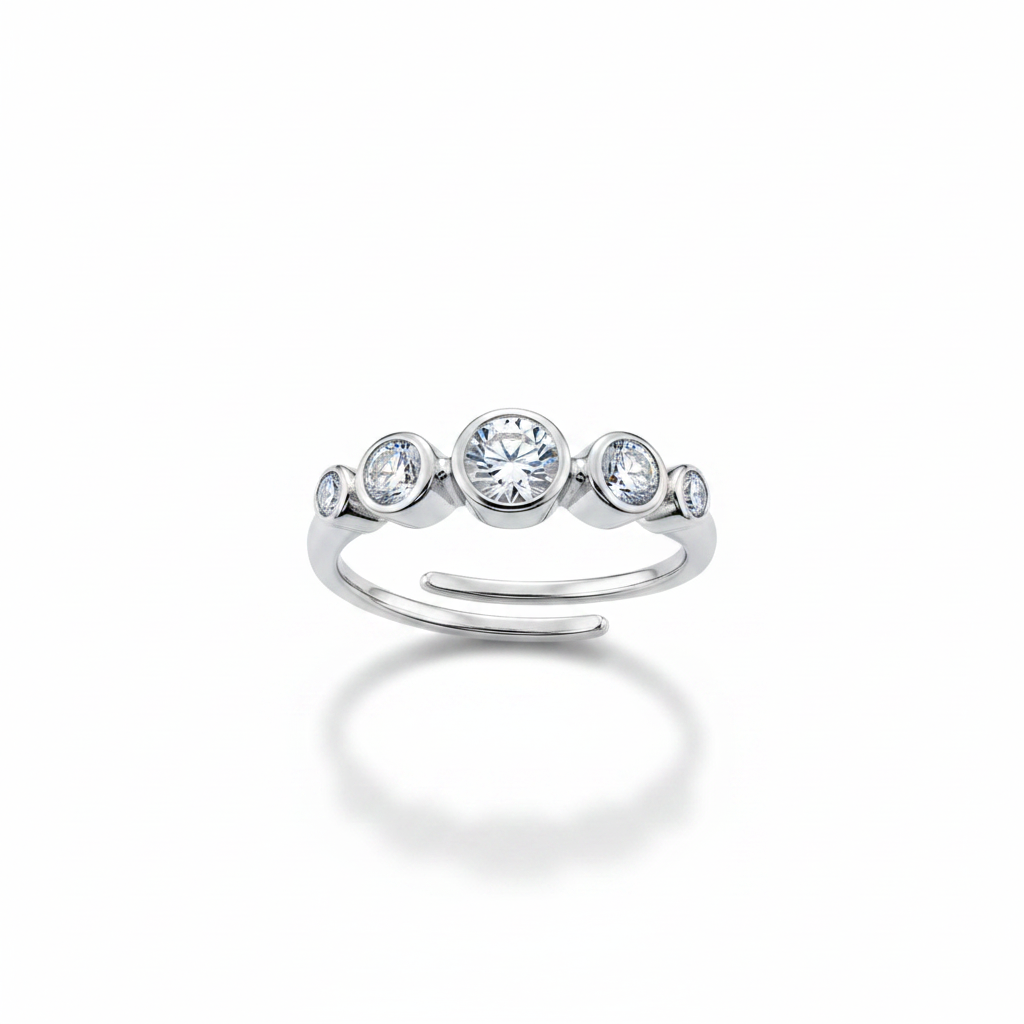 Anello trio bezel argento - vista frontale