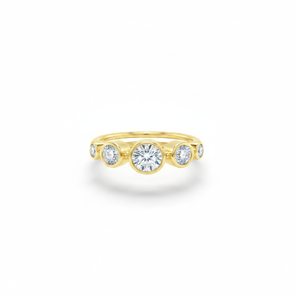 Anello trio bezel oro - vista frontale