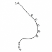 argento - bracciale a palline con ciondoli strass