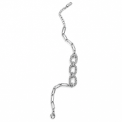 argento - bracciale con anelli ovali testurizzati
