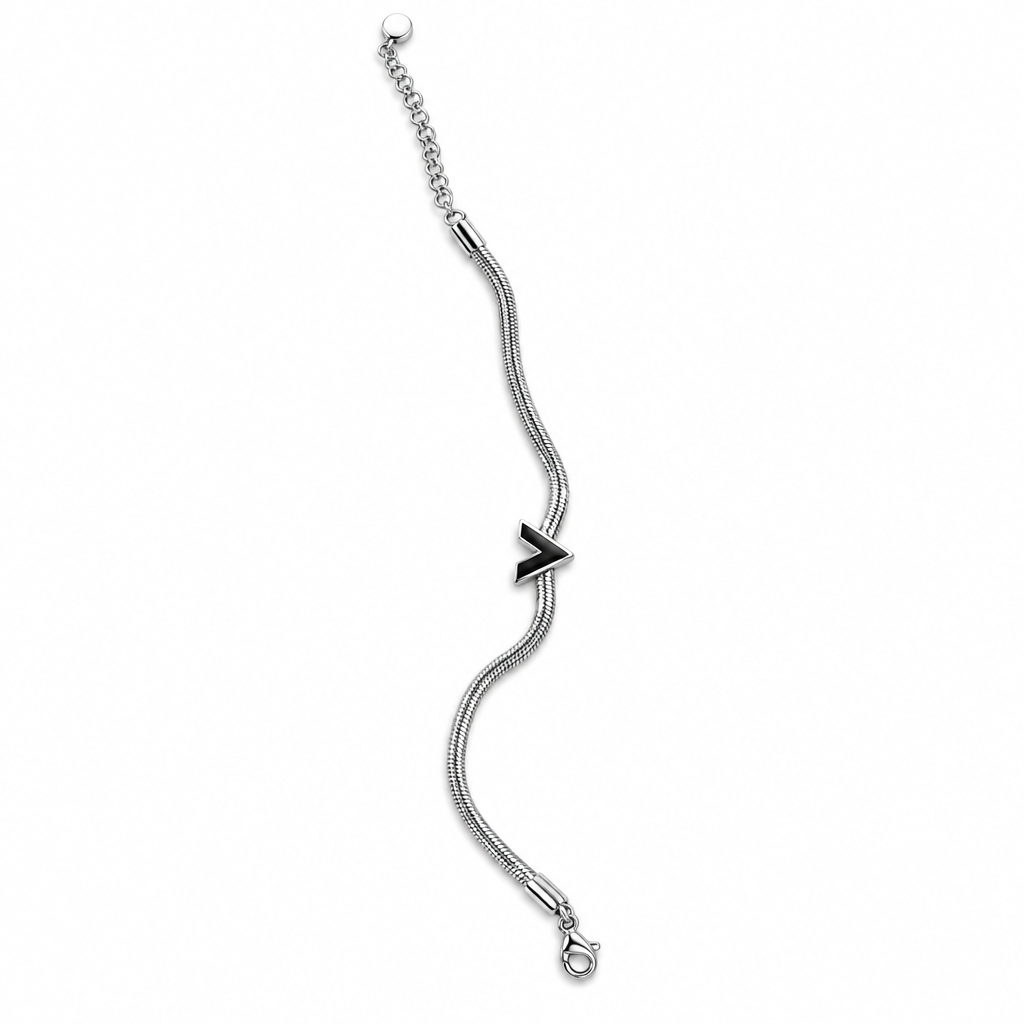 argento - bracciale serpentina con chevron smaltato