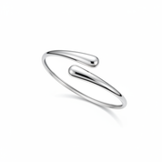 Bangle doppio filo goccia argento - floating sfondo bianco