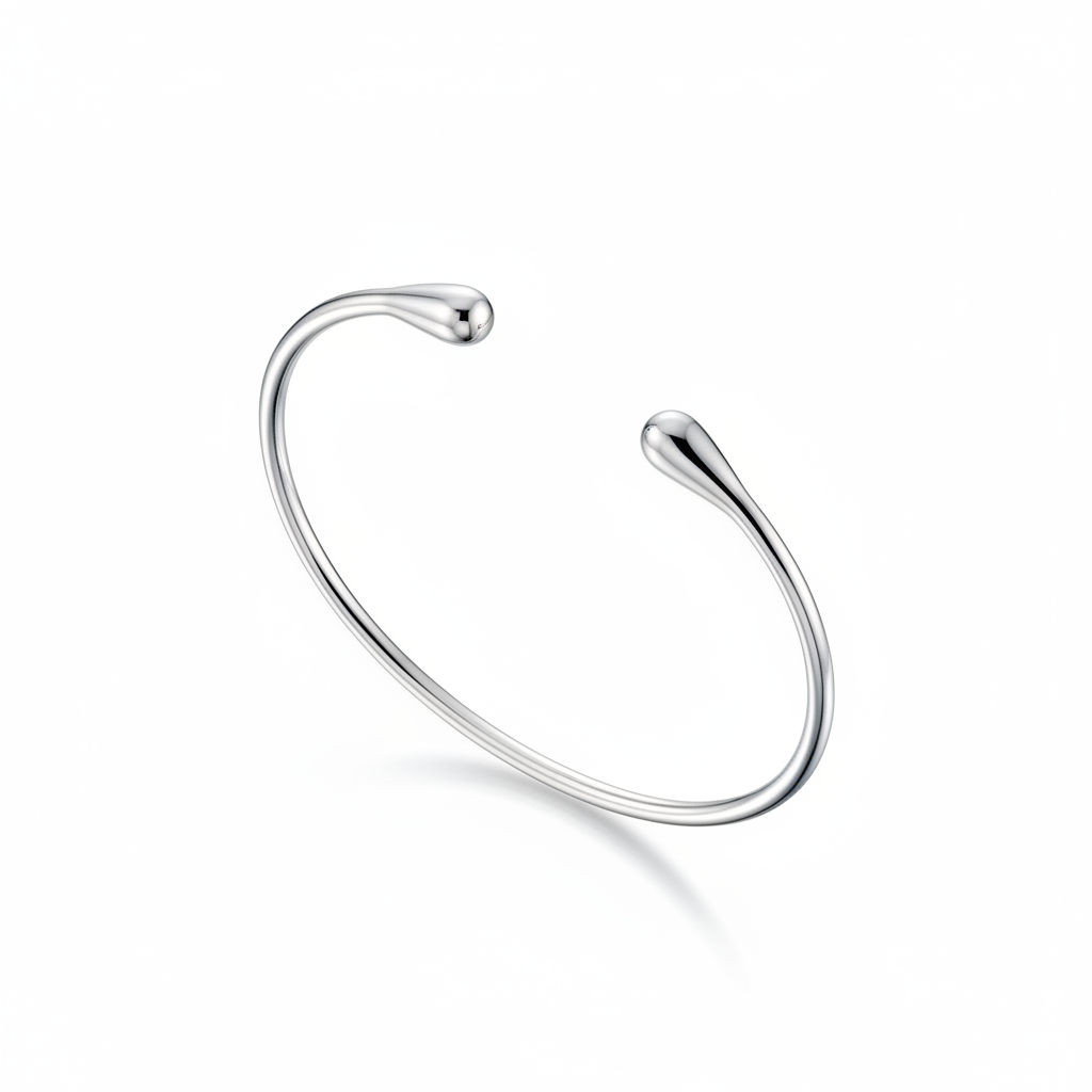 Bangle filo goccia argento - floating sfondo bianco