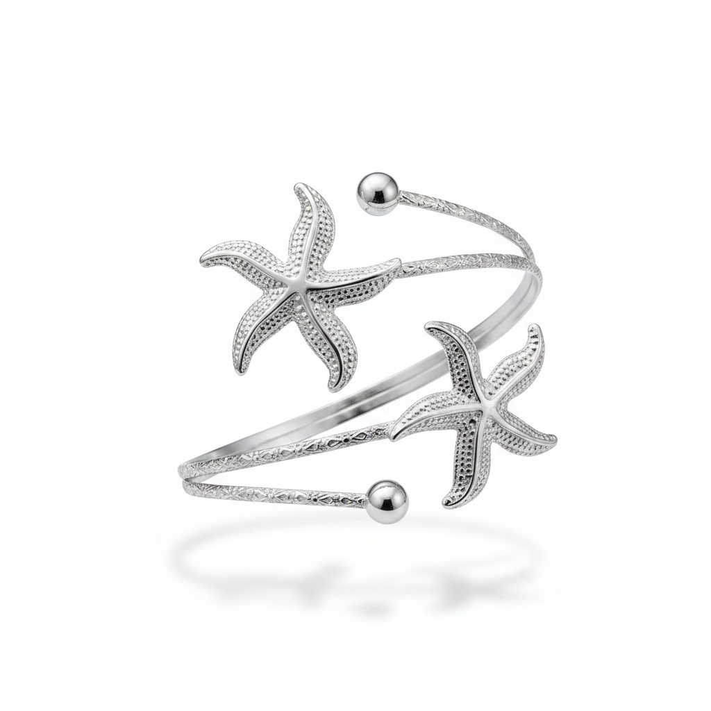 Bangle stelle marine argento - floating sfondo bianco